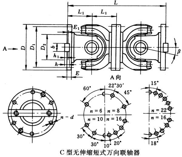 C型無(wú)伸縮短式萬(wàn)向聯(lián)軸器（JB/T3241-91）