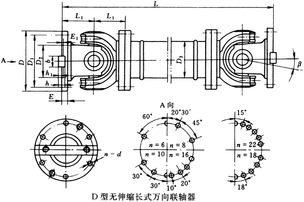 D型無(wú)伸縮長(zhǎng)式萬(wàn)向聯(lián)軸器（JB/T3241-91）