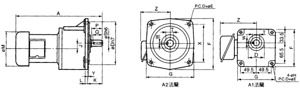 臺灣ZL、ZF小型齒輪減速電機三相立式外形尺寸