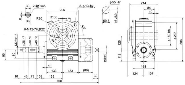 干粉壓機(jī)專用減速器外形尺寸