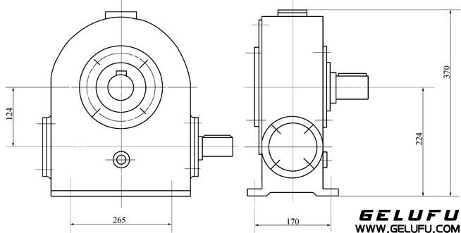 QT16A-9型塔機(jī)用蝸輪減速機(jī)外形及安裝尺寸