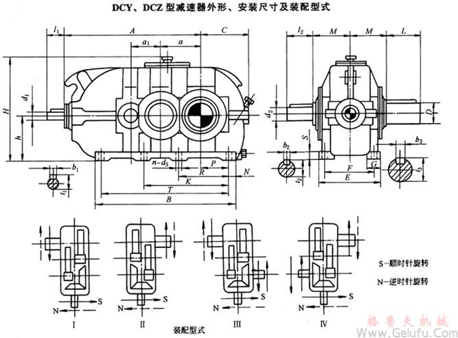 DCY160、DCZ160、DCY180、DCZ180、DCY200、DCZ200、DCY224、DCZ224、DCY250、DCZ250、DCY280、DCZ280、DCY315、DCZ315、DCY355、DCZ355、DCY400、DCZ400、DCY450、DCZ450、DCY500、DCZ500、DCY560、DCZ560、DCY630、DCZ630、DCY710、DCZ710、DCY800、DCZ800減速機外形、安裝尺寸及裝配型式JB/T9002-1999