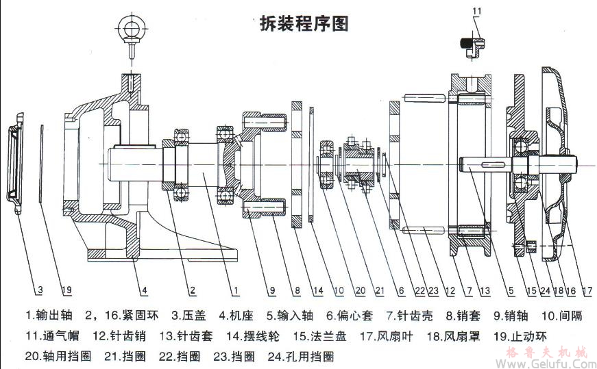 擺線針輪減速機(jī)組裝圖