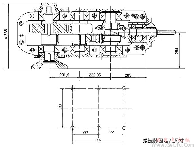 SPJ-800型礦用減速機外型結構尺寸