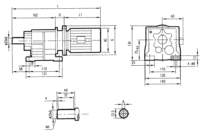 GR17系列斜齒輪減速電機(jī)安裝結(jié)構(gòu)尺寸