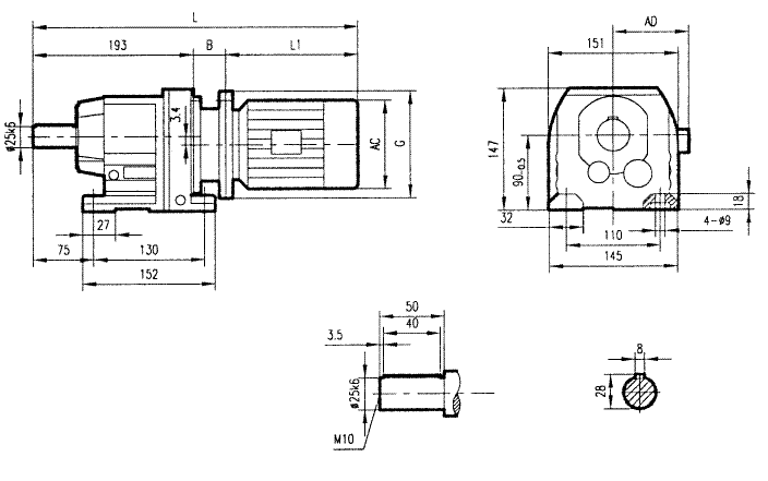 GR27係列斜齒輪減速電機(jī)安裝結(jié)構(gòu)尺寸