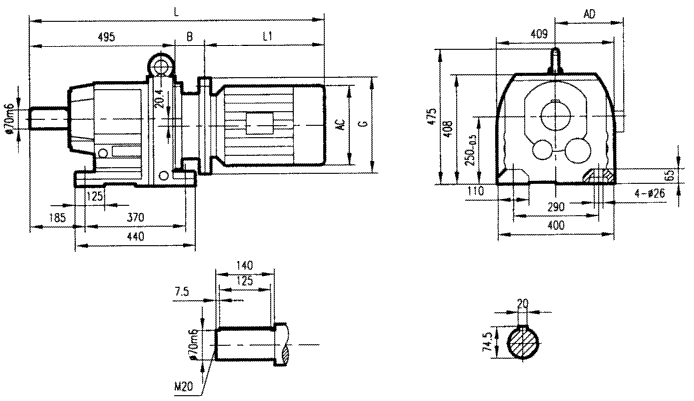 GR107係列斜齒輪減速電機(jī)安裝結(jié)構(gòu)尺寸