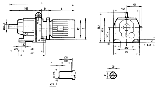 GR137系列斜齒輪減速電機(jī)安裝結(jié)構(gòu)尺寸