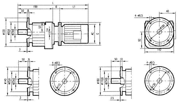 GRF27係列斜齒輪減速電機(jī)安裝結(jié)構(gòu)尺寸