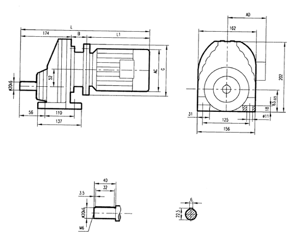 GRX57系列斜齒輪減速電機(jī)安裝結(jié)構(gòu)尺寸