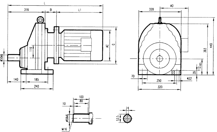 GRX97係列斜齒輪減速電機(jī)安裝結(jié)構(gòu)尺寸