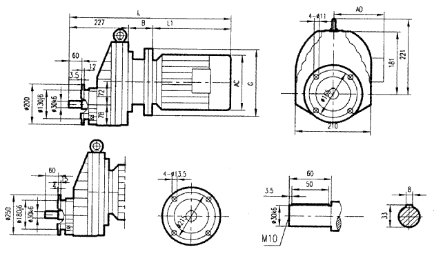 GRXF77系列斜齒輪減速電機(jī)安裝結(jié)構(gòu)尺寸