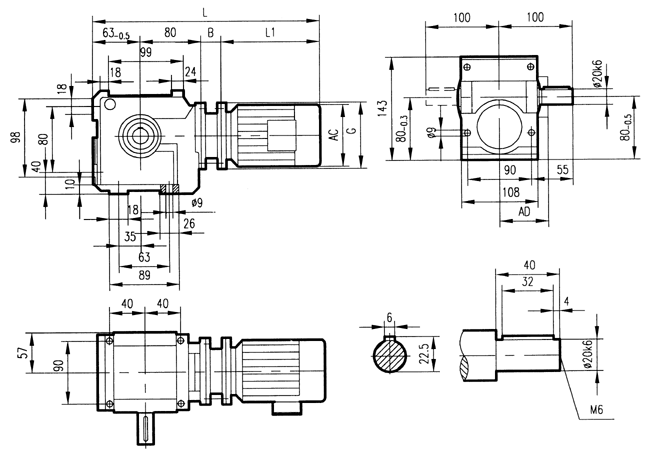 GS37系列減速電機(jī)安裝結(jié)構(gòu)尺寸