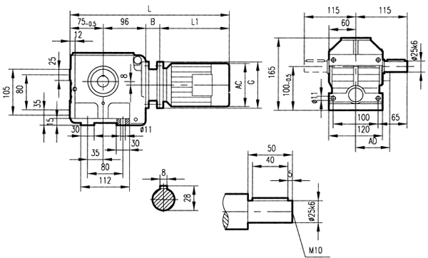 GS47系列減速電機(jī)安裝結(jié)構(gòu)尺寸