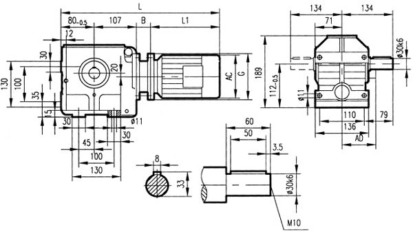 GS57係列減速電機(jī)安裝結(jié)構(gòu)尺寸