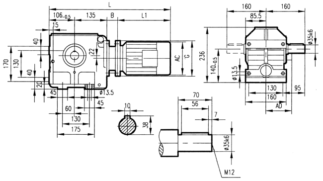 GS67系列減速電機安裝結構尺寸