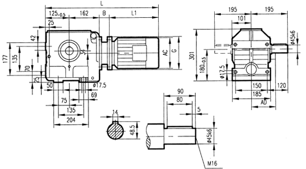 GS77系列減速電機(jī)安裝結(jié)構(gòu)尺寸