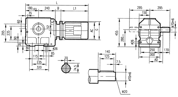 GS97係列減速電機(jī)安裝結(jié)構(gòu)尺寸